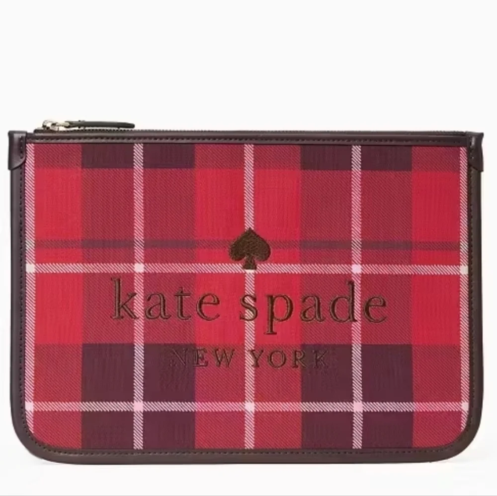 Kate Spade Large Zip Pouch Ella Classic Plaid